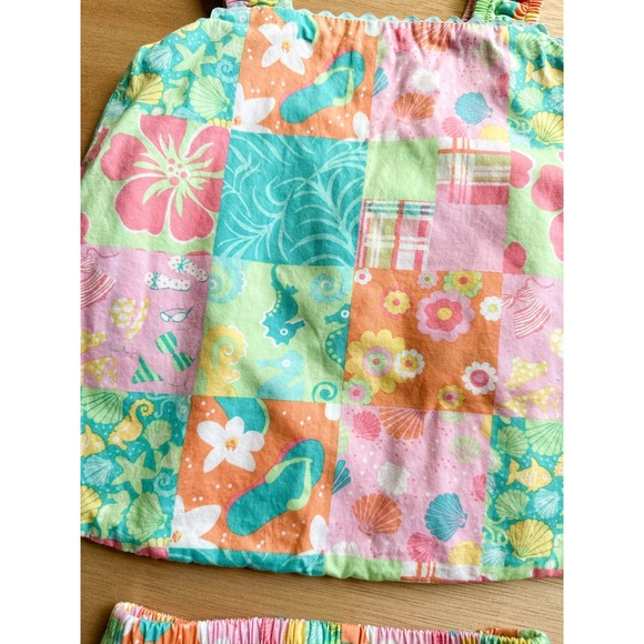 VTG Hartstrings Tank Top and Bloomer Set Patchwork Print Summer Outfit 3-6M - Picture 2 of 3